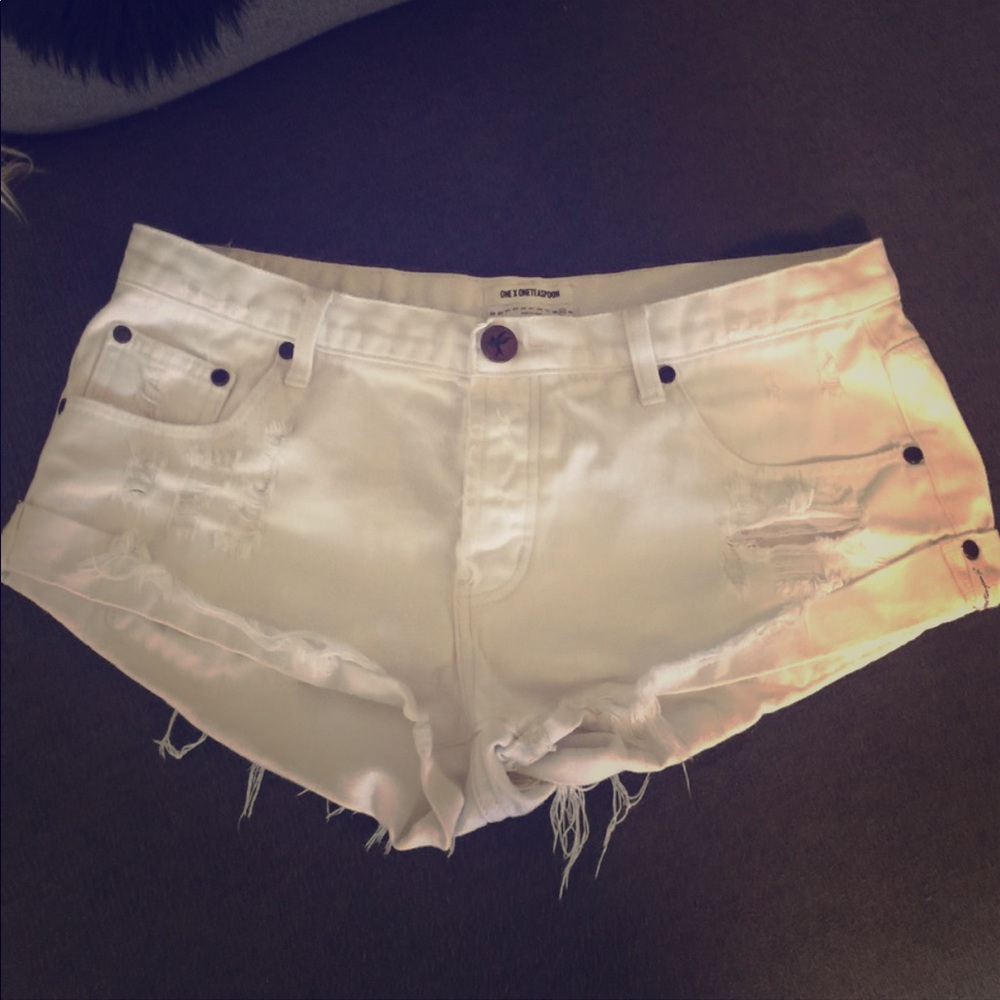 White jean shorts